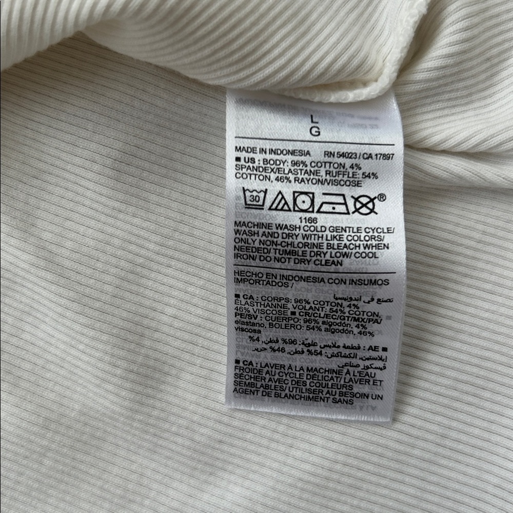 Old Navy Off-White Ruffle Sleeve Ribbed Tank Top - Size L - Picture 4 of 5